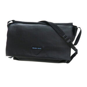 Prada black leather messenger bag Grace Lux